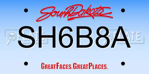 SH6B8A South Dakota License Plate