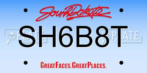 SH6B8T South Dakota License Plate