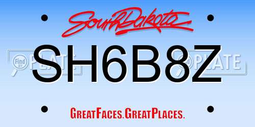 SH6B8Z South Dakota License Plate