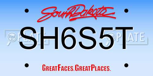SH6S5T South Dakota License Plate