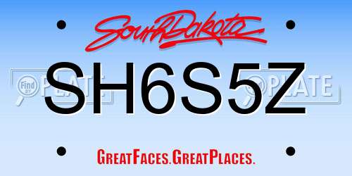 SH6S5Z South Dakota License Plate