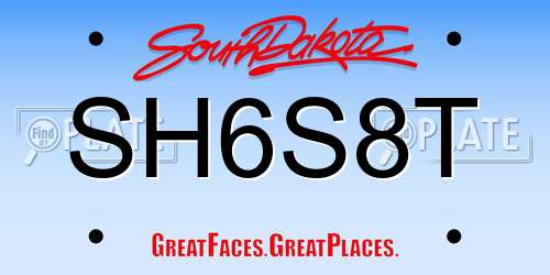 SH6S8T South Dakota License Plate