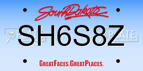 SH6S8Z South Dakota License Plate