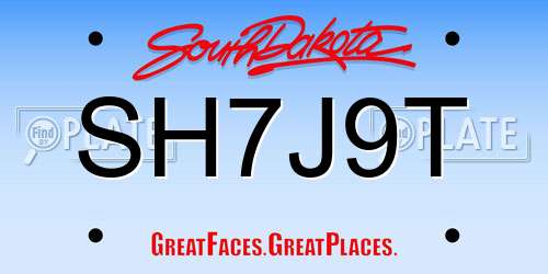 SH7J9T South Dakota License Plate
