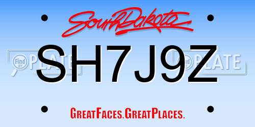 SH7J9Z South Dakota License Plate