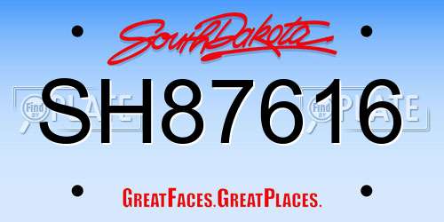SH87616 South Dakota License Plate