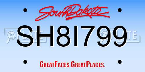 SH8I799 South Dakota License Plate