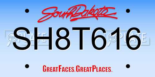 SH8T616 South Dakota License Plate