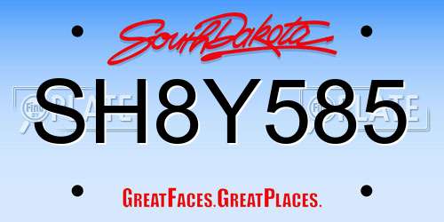 SH8Y585 South Dakota License Plate