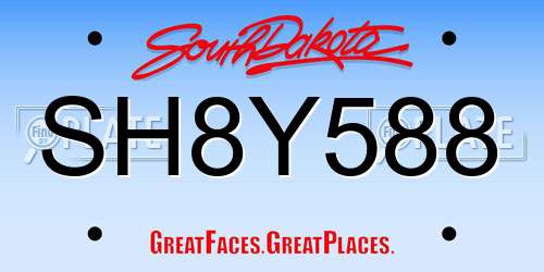 SH8Y588 South Dakota License Plate