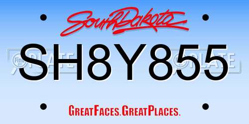 SH8Y855 South Dakota License Plate