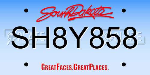 SH8Y858 South Dakota License Plate