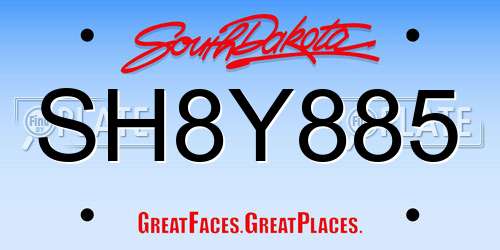 SH8Y885 South Dakota License Plate