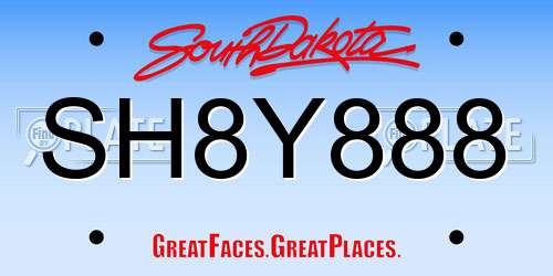 SH8Y888 South Dakota License Plate
