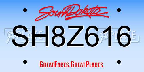 SH8Z616 South Dakota License Plate