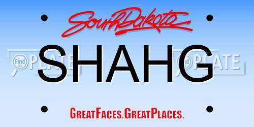 SHAHG South Dakota License Plate