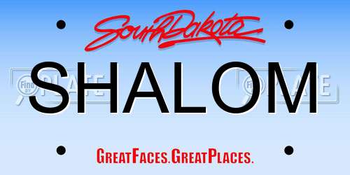 SHALOM South Dakota License Plate