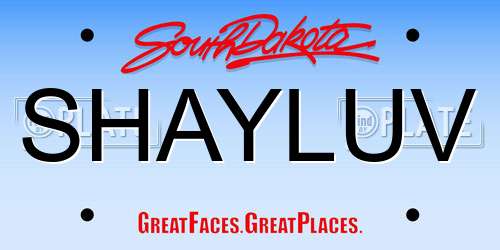 SHAYLUV South Dakota License Plate