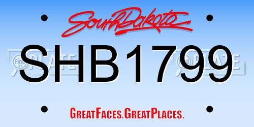 SHB1799 South Dakota License Plate