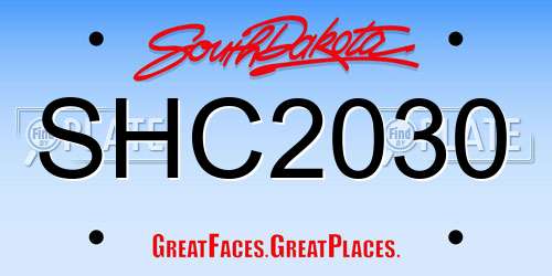 SHC2030 South Dakota License Plate