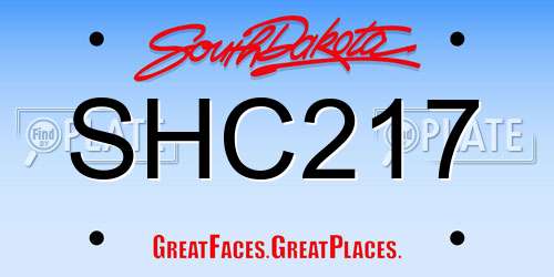 SHC217 South Dakota License Plate