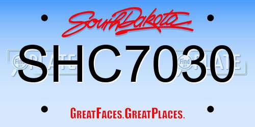 SHC7030 South Dakota License Plate