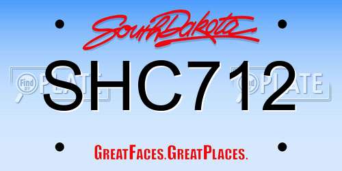 SHC712 South Dakota License Plate