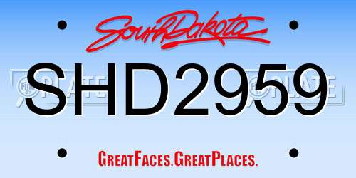 SHD2959 South Dakota License Plate