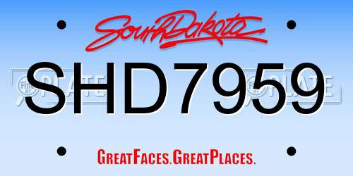 SHD7959 South Dakota License Plate