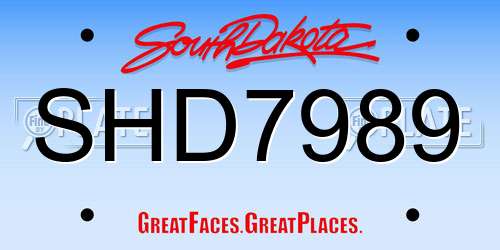 SHD7989 South Dakota License Plate