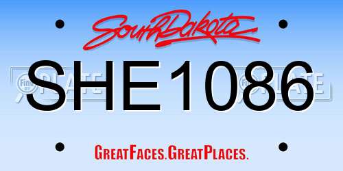 SHE1086 South Dakota License Plate
