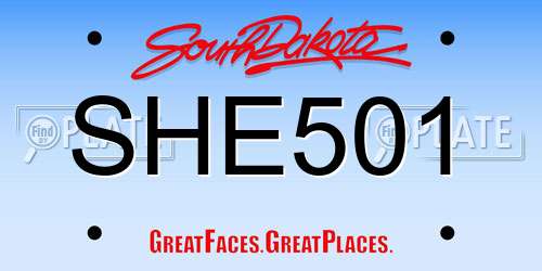 SHE501 South Dakota License Plate