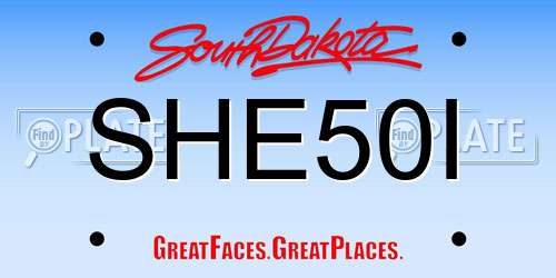 SHE50I South Dakota License Plate