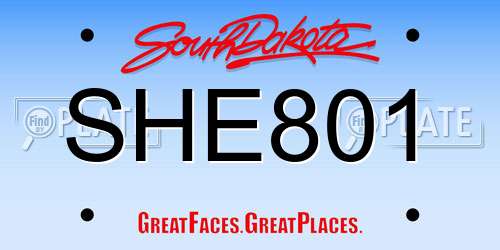 SHE801 South Dakota License Plate