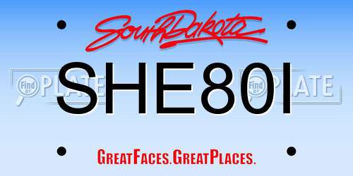 SHE80I South Dakota License Plate