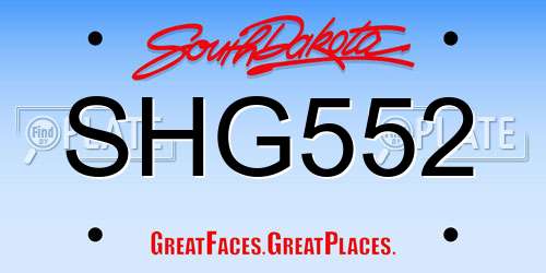 SHG552 South Dakota License Plate