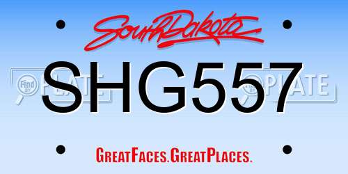 SHG557 South Dakota License Plate