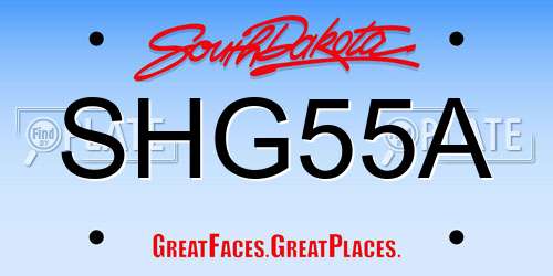 SHG55A South Dakota License Plate
