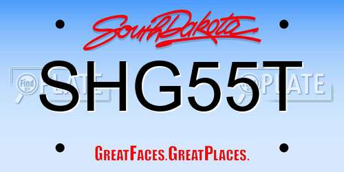 SHG55T South Dakota License Plate