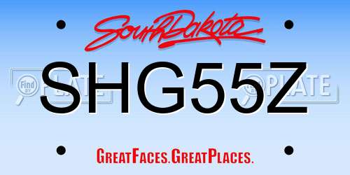 SHG55Z South Dakota License Plate