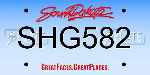 SHG582 South Dakota License Plate