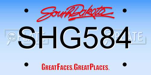 SHG584 South Dakota License Plate