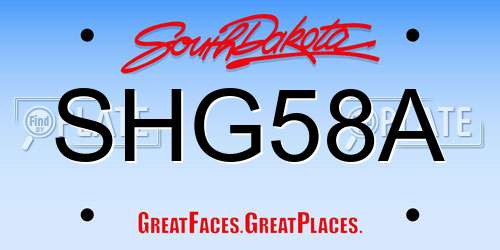 SHG58A South Dakota License Plate