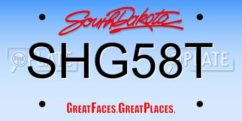 SHG58T South Dakota License Plate