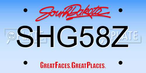 SHG58Z South Dakota License Plate