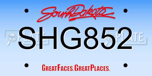 SHG852 South Dakota License Plate