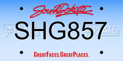 SHG857 South Dakota License Plate