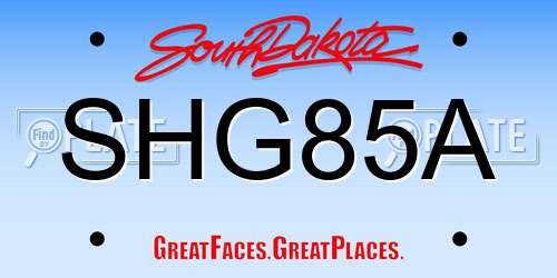 SHG85A South Dakota License Plate
