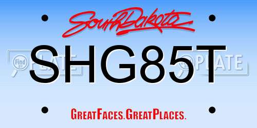 SHG85T South Dakota License Plate