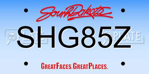 SHG85Z South Dakota License Plate
